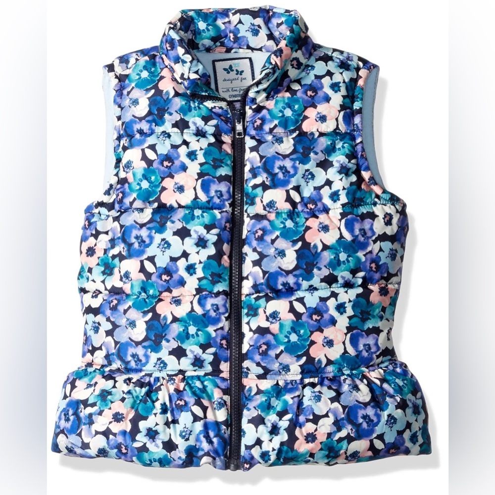Gymboree Kids Floral Vest - Blue and Pink